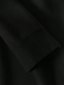 CosyJoli 大码休闲圆领荷叶边拼接开衩宽松卫衣裙 - 黑色 - 查看 5