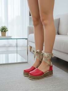 Women Platforms & Wedge Sandals - Red - View 4