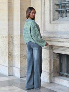 Mima John Áo len cardigan tay loe cỡ lớn mùa xuân Y2K thập niên 90 thường ngày dễ thương ngọt ngào sân bay cỡ lớn mùa thu trở lại trường mùa thu đông hàng ngày giáng sinh công sở văn phòng giáng sinh - Nhiều màu - Xem 3