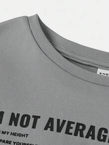 SHEIN Tween Girls' Casual Minimalist Comfortable Round Neck Short Sleeve T-Shirt And Pants Set - Grey - View 3