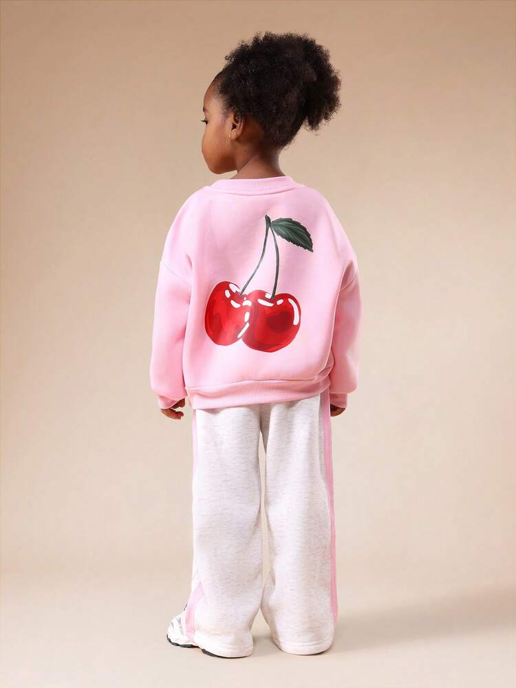 Felpa con stampa di ciliegie e set di pantaloni da jogging