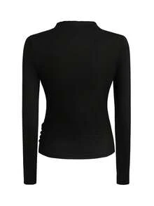 Franclia Turtleneck Ruched Long Sleeve Knit Top + Elastic Waist Chiffon Leopard Print Skirt, 2pcs Set Fall Cloth For Women - Multicolor - View 3