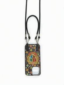 HARRY POTTER X SHEIN Wizarding World Themed Black Faux Leather Soft Phone Case With PU Long & Short Straps, Wizarding Academy & Candy Prints, Stylish Casual Style Compatible With IPhone & Galaxy, Perfect For Potter Fans Daily Use & Outings - Black - View 8