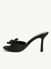 CUCCOO CHICEST 女士时尚优雅蝴蝶结装饰高跟凉鞋 - 黑色 - 查看 4