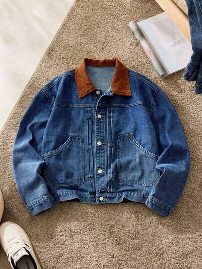 SWAVVY 男士纯色休闲长袖牛仔夹克