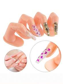 10个练习美甲手指，带假指甲，适用于亚克力凝胶美甲，可用于手部美甲训练、展示装饰，适合美甲初学者和沙龙美甲师，美甲用品，美甲工具，美甲艺术工具，返校季，美甲，按压式美甲工具 - 彩色 - 查看 3