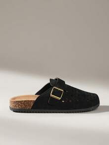 Solecia 女士休闲套脚乐福鞋，带搭扣设计 - 黑色 - 查看 1