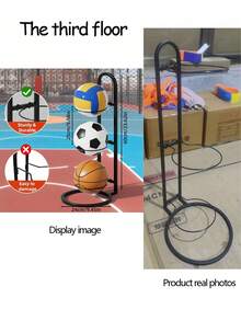 Multi-Layer Basketball, Football, Volleyball Ball Storage Rack, Suitable For Home, Living Room, Bedroom, Garage, Ball Organization And Storage Shelf(You Need To Assemble The Frame Yourself When Purchasing) - Black - View 10