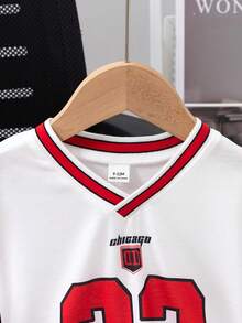 2pcs/Set  0-3 Years Old Infant/Toddler Boys' Casual Sports Set, Including 23# Print V-Neck Short Sleeve T-Shirt And Shorts, Suitable For All Seasons, Short Trips, Holidays, Outings, Relaxation, Daily Home Wear, Layering, Fits 3 Months To 24 Months Baby Boys, Infant/Toddler Boys Clothing, Street Style Infant/Toddler Boys Outfit Baby Boy Football Clothes Toddler Jersey Set 2t Boy Sets Baby Boy Street Wear - Multicolor - View 6