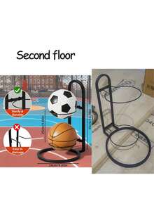 Multi-Layer Basketball, Football, Volleyball Ball Storage Rack, Suitable For Home, Living Room, Bedroom, Garage, Ball Organization And Storage Shelf(You Need To Assemble The Frame Yourself When Purchasing) - Black - View 13