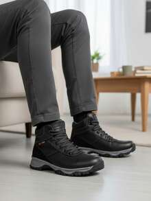 Bota ocupacional, senderismo, trabajo para caballero piel negra - Negro - Ver 1