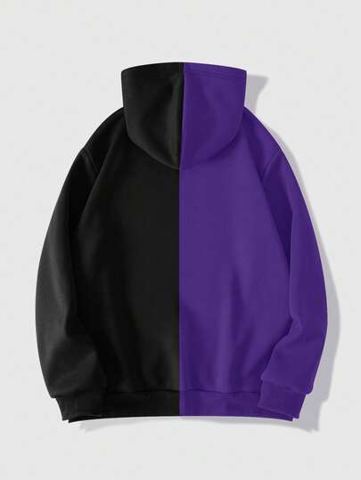 Street Life Sudadera con capucha de hombre con estampado de graffiti de color contrastante