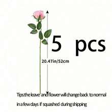 1支/5支/10支/12支/20支装 粉色情人节婚礼装饰 人造玫瑰丝花 逼真长茎玫瑰花束 家居婚礼装饰派对 - 粉色 - 查看 10