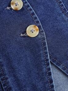 Travachic KIDS Travachic KIDS 青少年女孩春夏休闲街头时尚纯色 V 领无袖背心和宽松直筒裤牛仔两件套、夏季海滩波西米亚风度假短裤、夏季音乐会节日休闲狂欢装、女孩夏季早午餐毕业装 - 淺色水洗藍 - 查看 4