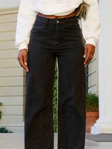 Yess Loren Women's Casual Street Style Denim Jeans - Black - View 6