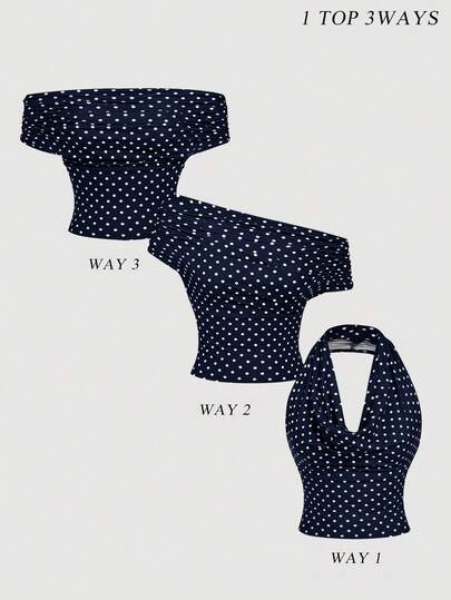 SHEIN MOD Polka Dot Mesh Versatile Women's Vintage Style Camisole