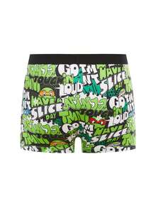 TEENAGE MUTANT NINJA TURTLES | SHEIN 4pcs Tween Boy Black & Green Cool Boy Soft & Comfy Cute Cartoon Turtle Printed Underwear,Basic Casual Briefs