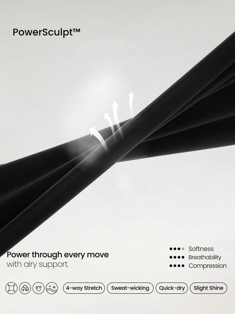 GLOWMODE سروال رياضي لمدة تدريب عالي التأثير مع شعور التبريد والمساعدة على رفع الأردان تقنية Powersculpt-Air، طول 31 بوصة - الأسود - مشاهدة 5