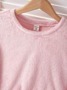 2 件女童格子羊毛长裤和长袖休闲睡衣套装，兄弟姐妹装搭配服装（2 套单独出售） - 粉色 - 查看 5