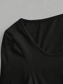 SHEIN Essnce 4pcs/Set Casual Solid Color Crew Neck Long Sleeve T-Shirts For Women, Suitable For Autumn/Winter - Multicolor - View 3