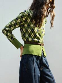 Maija Women's Casual Commuter Diamond Pattern Cardigan Sweater, Basic Minimalist Elegant Stylish Business Casual Office Wear For Ladies, Spring/Summer - Multicolor - View 5