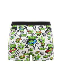 TEENAGE MUTANT NINJA TURTLES | SHEIN 4pcs Tween Boy Black & Green Cool Boy Soft & Comfy Cute Cartoon Turtle Printed Underwear,Basic Casual Briefs