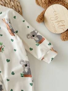 Newborn Baby Girl Casual Cute Cartoon Pattern Knit Long Sleeve Pajamas - Beige - View 6