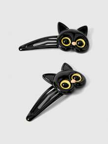 ROMWE Grunge Punk 4 Punk Style Black Cat Hairpins, Sweet And Cool Animal Element BB Clips, Niche Design Hair Accessories Hairpins - Multicolor - View 3