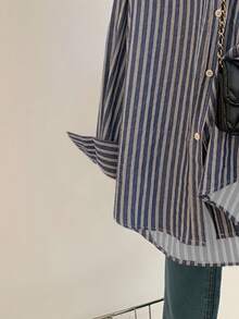 Franclia 女士条纹印花爱心刺绣衬衫 - 彩色 - 查看 3