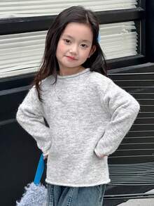 DAZY Young Girl Casual Versatile Crew Neck Sweater, Autumn/Winter - Grey - View 6