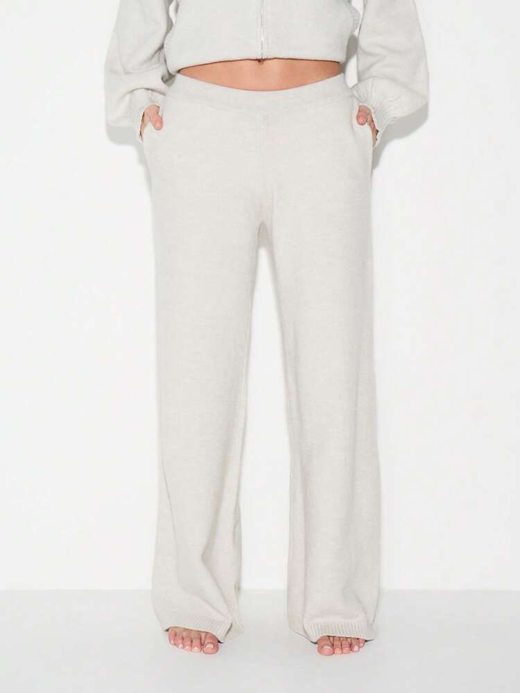 KIZN Ribbed Knit Wide Leg Palazzo Sweatpants