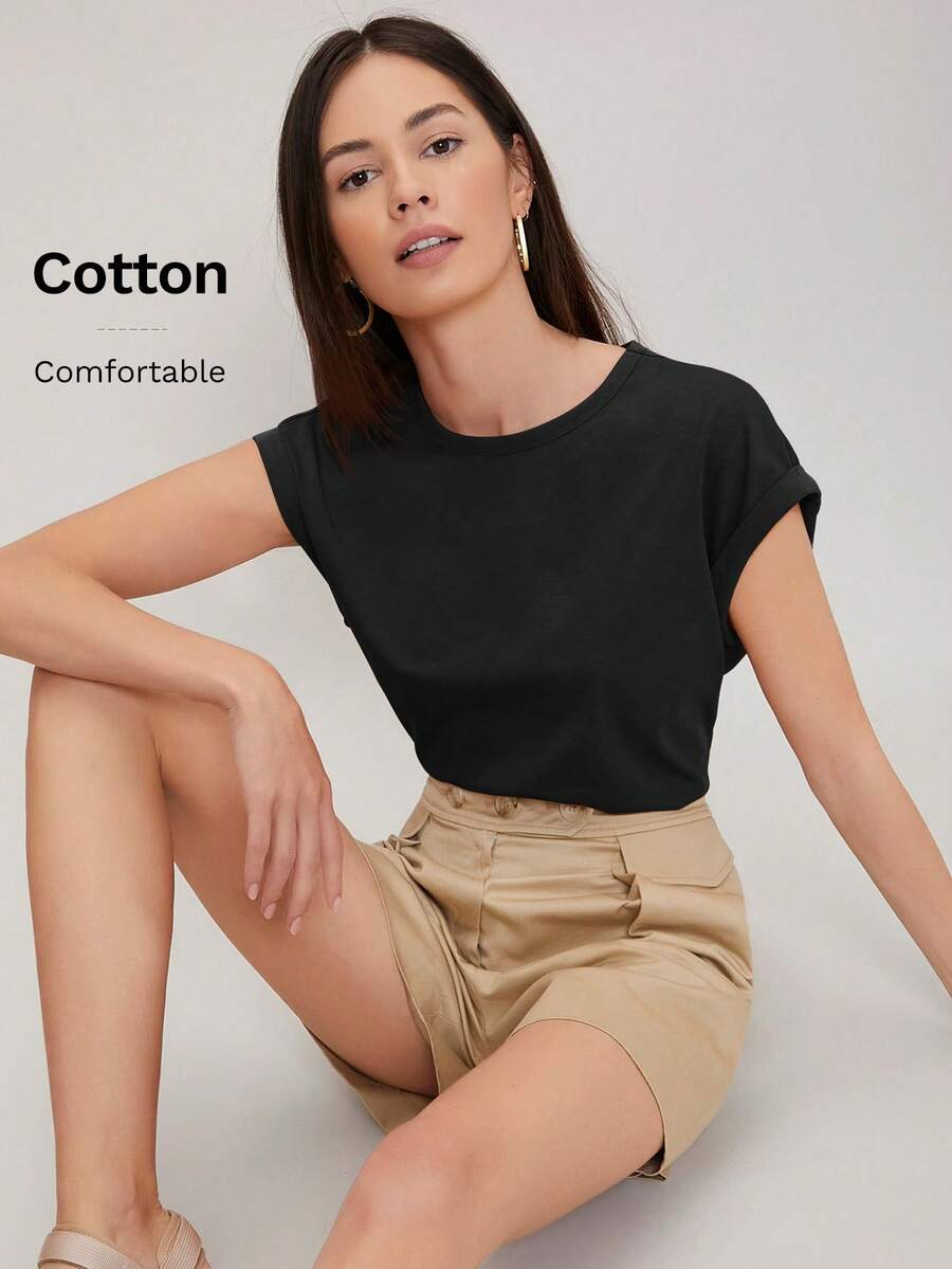 MOTF PREMIUM 莫代尔蝙蝠袖T恤 - 黑色 - 查看 1