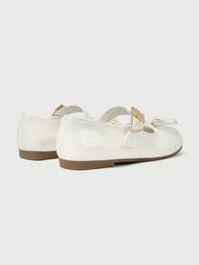 ROMWE Kawaii Giày lười nữ thiết kế khóa cài nơ trang trí thường ngày - trắng - Xem 4