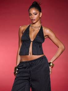 Normani 2pcs Women Casual Solid Color Top And Pants Set - Black - View 5