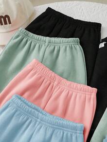 SHEIN Quần lót giữ nhiệt dệt kim trơn màu thường ngày cho bé gái (Bán riêng áo) - Nhiều màu - Xem 5