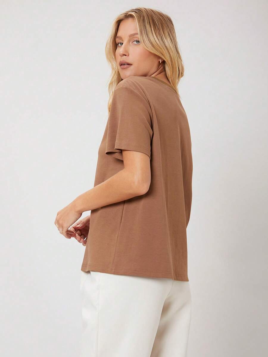 MOTF PREMIUM STRAIGHT PRINTED T-SHIRT - Coffee Brown - View 2