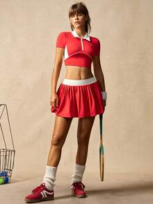 VARSIVA 2件套 女士休闲短袖上衣和迷你裙运动套装 - 彩色 - 查看 4