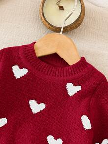 LMoss Kids 2pcs Baby Girl Heart Pattern Sweater And Skirt Set - Red - View 3