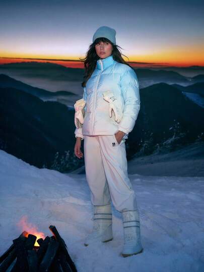 In My Nature Women's Ombre Color Zipper Front Outdoor Winter Jacket