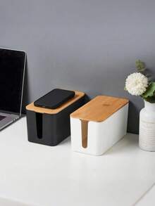 一体式电线整理器 | 电源插座整理器 | 电线整理器 | 隐藏电视、电脑和桌面上的电源插座和电线 | 宠物防护。电源插座防浪涌保护器电线管理盖，适用于桌面、家庭、办公室和厨房。 - 彩色 - 查看 2