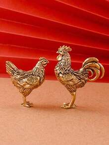 Bộ 1 tượng gà trống và gà mái bằng đồng thau, đồ trang trí sưu tầm cho Lễ Tạ ơn, đồ trang trí hình gà 12 con giáp, đồ trang trí thú cưng để bàn cho phòng khách, nghệ thuật kim loại thủ công, phù hợp cho trẻ từ 14 tuổi trở lên, không cần điện, quà tặng tốt nhất cho sinh nhật và tốt nghiệp - Nhiều màu - Xem 3