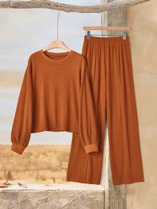 Rusticease 2pcs Women Casual Ribbed Long Sleeve Top & Pants Set 2 Piece Casual Sets Woman Elegant Women's Sets