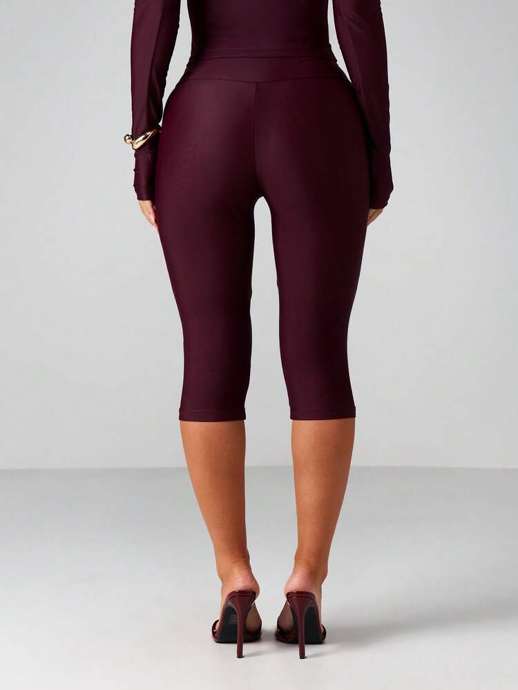 MISSGUIDED Legging Capri de Cintura Alta com Amarração Frontal e Detalhe de Nó para Conforto e Estilo Casual do Dia a Dia