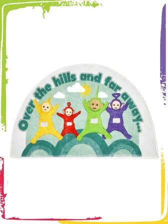 Teletubbies X ROMWE TINKY WINKY, DIPSY, LAA-LAA, Po Pattern Thick Faux Wool Cartoon Asymmetrical Pattern Decorative Door Mat