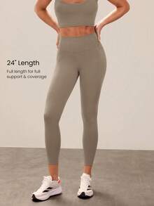 GLOWMODE 24" Peakbum Powersculpt™-Air Sculpt Flex Sweat-Wicking Cool Feel V-Waist Butt-Lifting Leggings High Impact Workout Running Training Fall Winter - Khaki - View 4