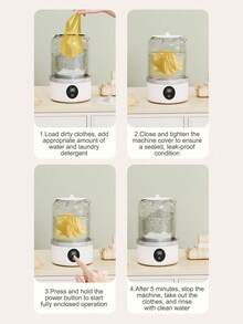 Teckwe Nueva taza de lavandería mini con batería de 3000mAh de larga duración, lavadora portátil de ropa interior, lavadora pequeña, adecuada para limpiar ropa íntima y calcetines de mujeres embarazadas y bebés, con función de lavado suave - Multicolor - Ver 9
