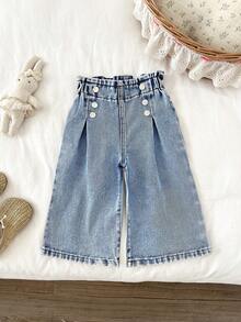 LMoss Kids 休闲宽松舒适女婴牛仔服 - 淺色水洗藍 - 查看 3