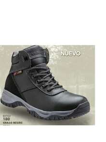 Bota ocupacional, senderismo, trabajo para caballero piel negra - Negro - Ver 4
