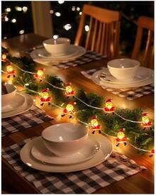 Teckwe Guirnalda de luces con diseño de Santa Claus, adorno para árbol de Navidad, decoración del hogar de Año Nuevo, luces en forma de muñeco de nieve, Navidad - Ver 2