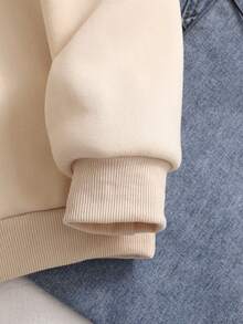 Tween Girl Casual Street Leopard Fluffy Hat, Five-Pointed Star & Leopard Print Pattern, Suitable For Street Style, Hooded Sweatshirt - Apricot - View 4